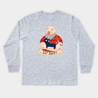 Cat Daddy lumberjack cartoon character Kids Long Sleeve T-Shirt